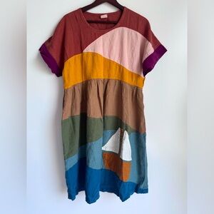 Colorful Patchwork Midi Dress